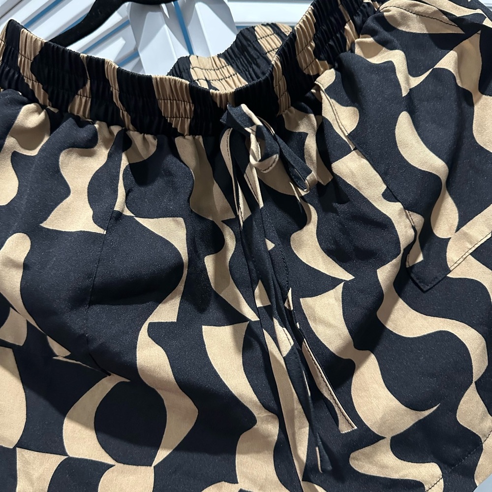 SHEIN Black and Tan Patterned Women's short set with jacket.